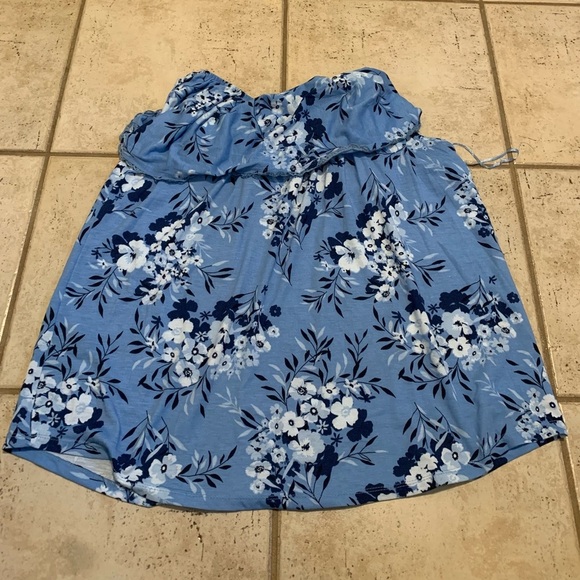 Lily Morgan Blue Floral Off-the-Shoulder Tunic Top Size L/G - Picture 4 of 5